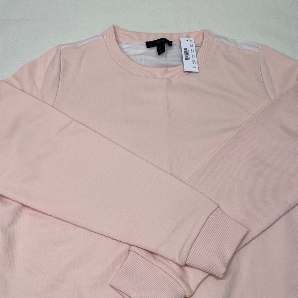 J. Crew Soft Pink Crewneck Sweater w/ back button down / tie detailing (NWT)